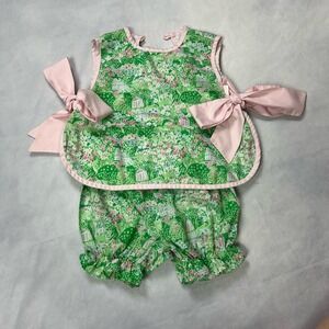 TBBC The Beaufort Bonnet Company Talbott Side Tie Set Belmont Blooms 18-24 mo